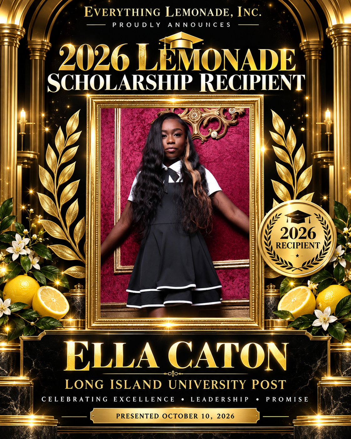 Ella Caton, 2026 Lemonade Scholarship recipient, Long Island University Post