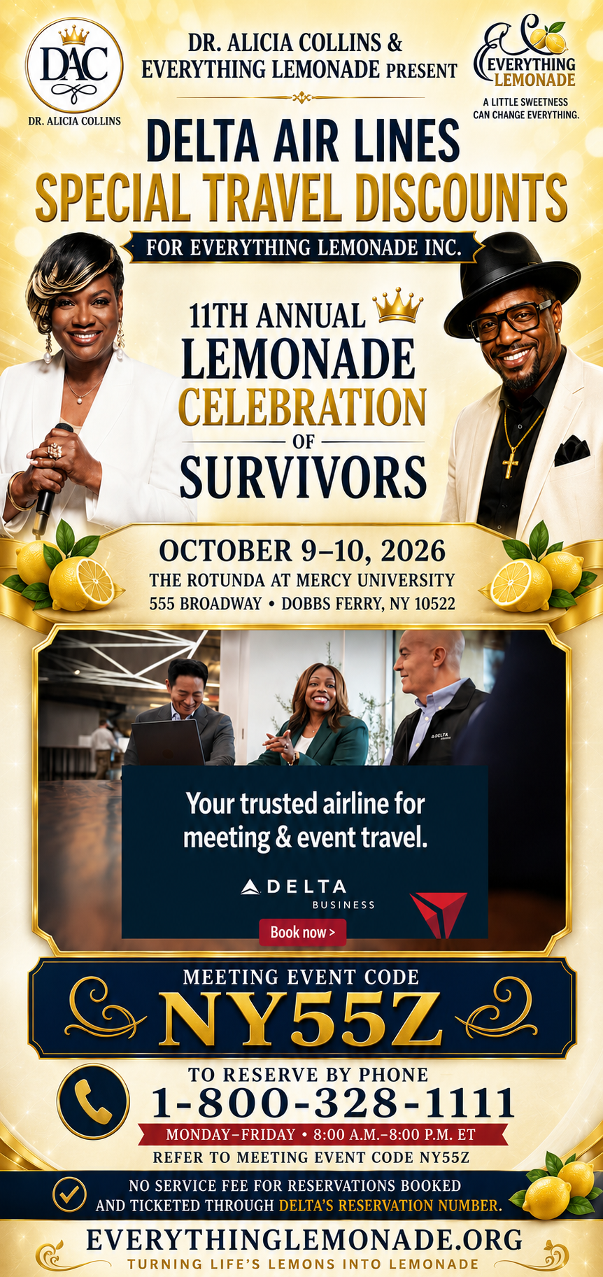 Delta Air Lines special travel discounts for Everything Lemonade Inc. — meeting event code NY55Z